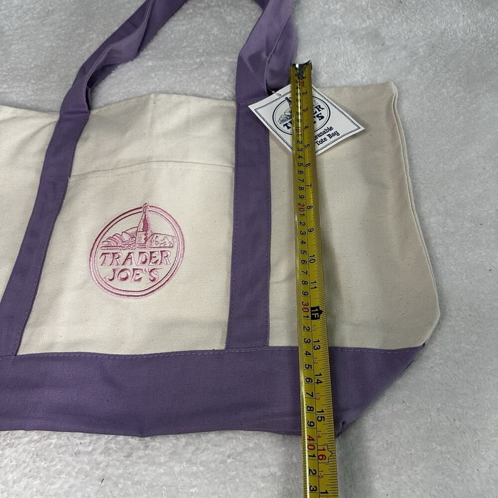 Trader Joe's Large Lavender Canvas Reusable Shopping Bag Tote - Brand New! - Picture 3 of 3